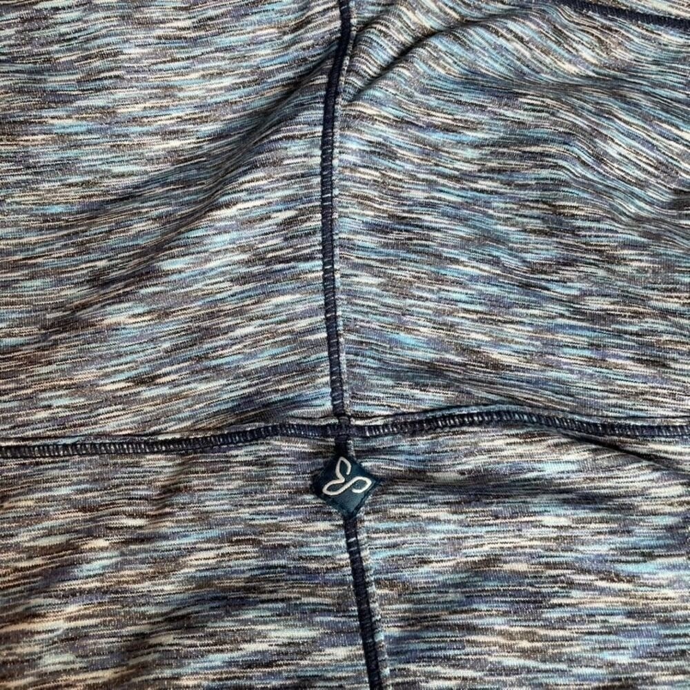 Women's Blue Heathered Cowl Neck Long Sleeve Athleisure Top Pockets - Picture 6 of 6